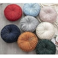 thumbnail image 3 of NAMZI Solid Velvet Seat Cushions Round Floor Pillows Thicken Chair Cushions Pleated Chair Pads Seat Pad Throw Pillows for Bedroom Living Room (Wine Red,Diameter 14"), 3 of 5