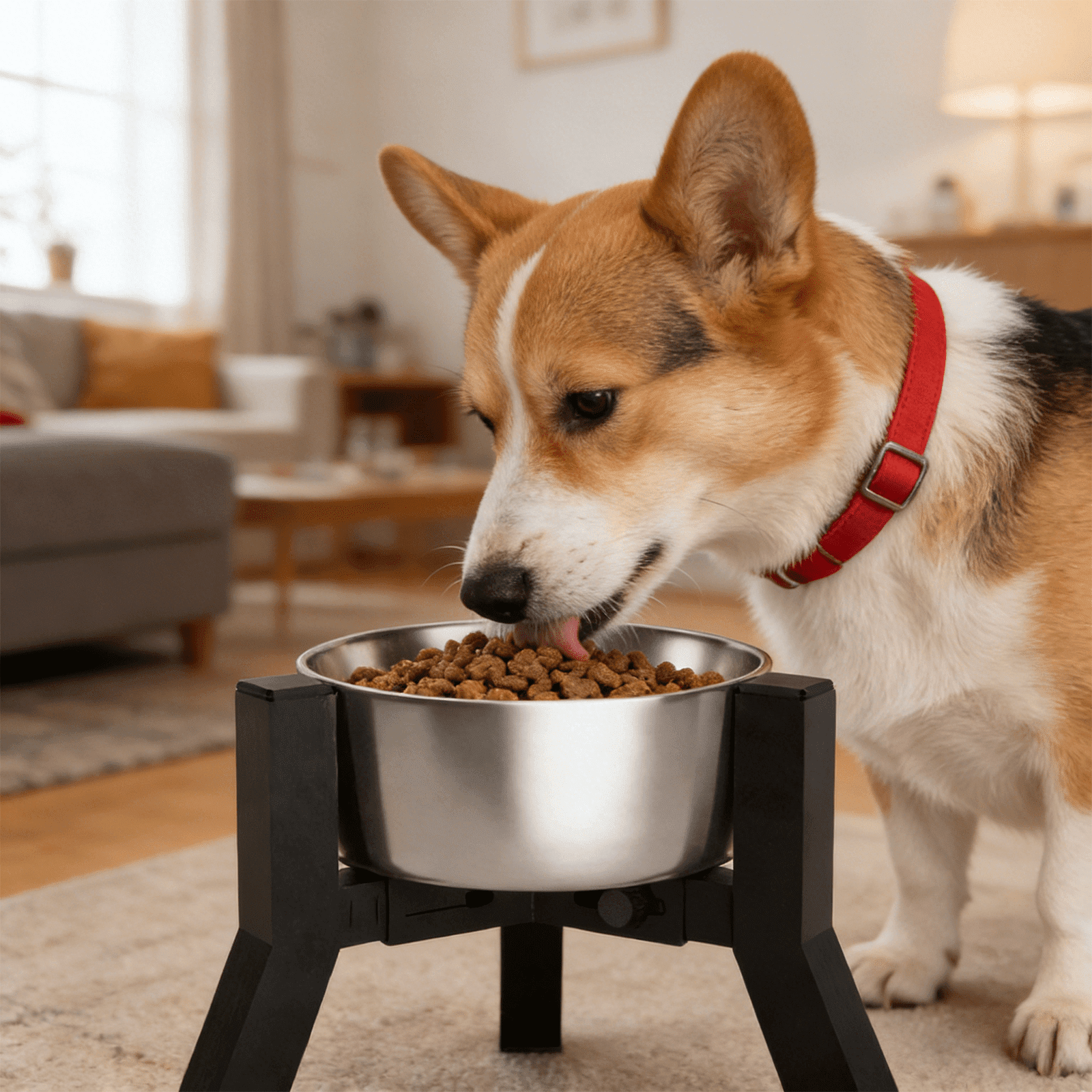 Adjustable Elevated Dog Feeder Station for Small & Medium Breeds, Easier Meals, Bowl Not Included