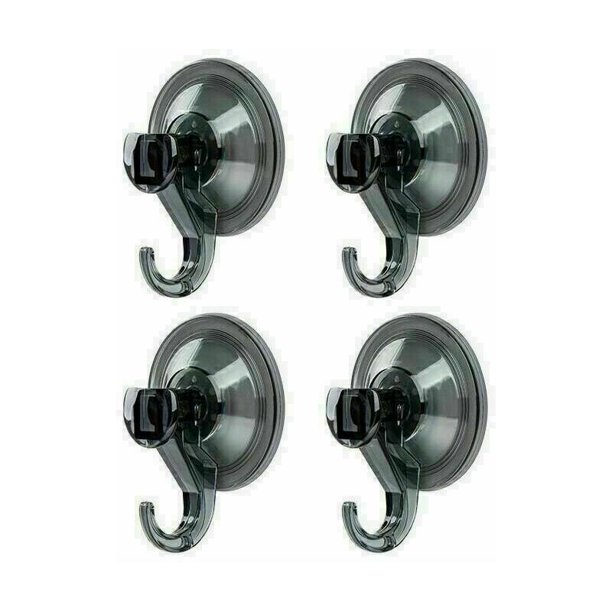 Juego de 4 ganchos para ventosa de pared, gancho para baño, toallero, corona, albornoz, abrigo, paño de cocina, utensilios de plástico transparente para cocina/oficina, soporte potente negro ACTIVE Biensenido a ACTIVE