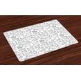 thumbnail image 1 of Ambesonne Pet Place Mats Set of 4, Kittens Pattern, Standard Size, White Black, 1 of 4