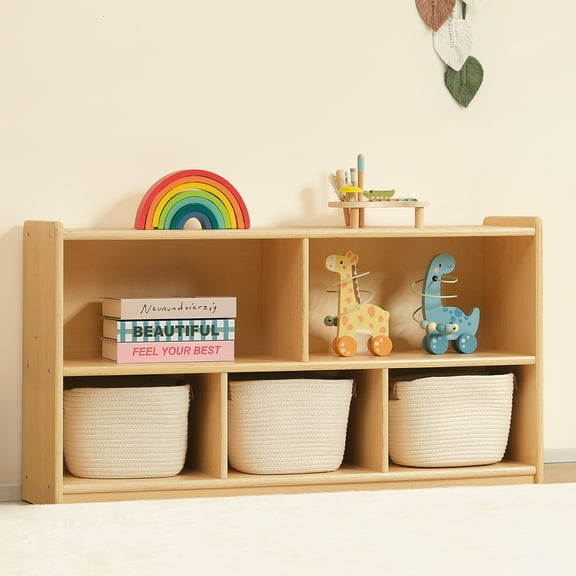 MEEYOO 5-Compartment Storage Cabinet 44.6L", Kids Bookcase and Toy Organizers, Ideal Montessori Book Shelf for Kids Rooms, Playroom, Nursery, Classroom, Kindergarten