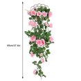 thumbnail image 2 of Guirnalda de rosas artificiales, simulación de flores, vid, decoración floral, colgante de pared, plástico, flor falsa, ratán, rosa kenally HA8441-06B, 2 of 6