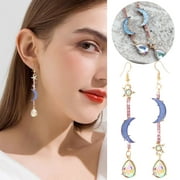 NUOKO Asymmetrical Blue Moon Star Earrings Creative Earrings Women
