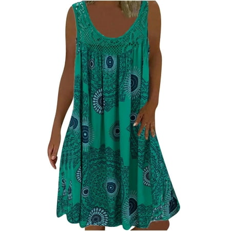 

Summer Saving! Yievot Womens Oversized 2024 Summer Dresses Fashion Flower Print Cover Up Crew Neck Sleeveless Cami Beach Swim Flowy Women s Midi Dresses Dresses Clothes for Women 2024 on Clearance