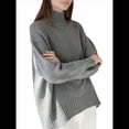 thumbnail image 2 of Suéter de Mujer, Jersey de Punto Grueso de Larga con Dobladillo Alto y Bajo, Jersey Básico de Moda para Otoño e Invierno. Gris Talla Única, 2 of 8