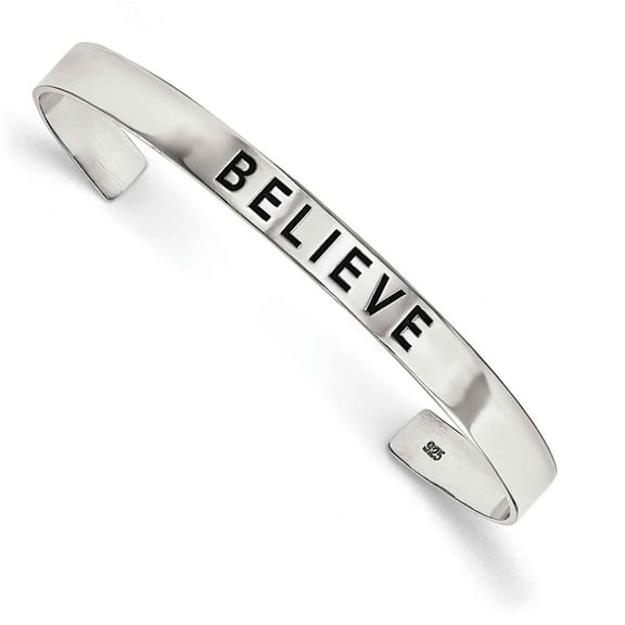 Primal Silver Sterling Silver Believe Antiqued Cuff Bangle