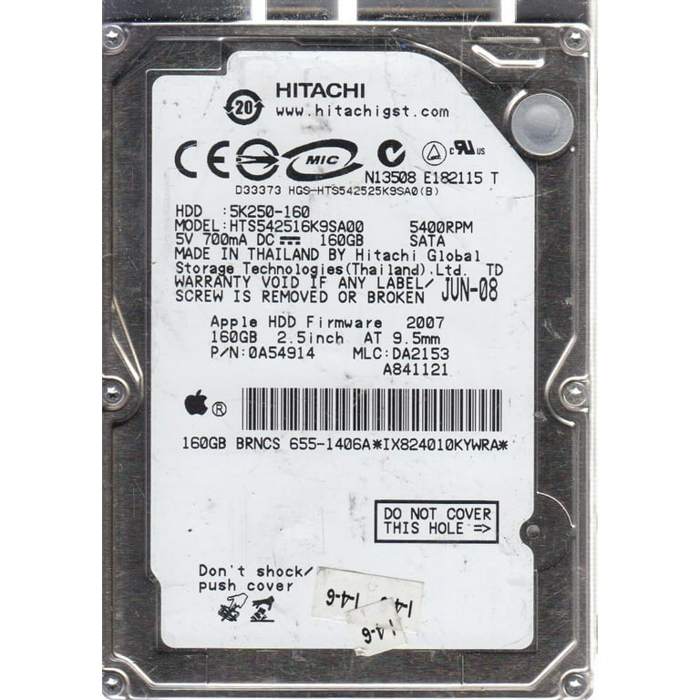 hts542516?K9sa00、PN 0?a54914、MLC da2153、Hitachi 160?GB SATA 2.5ハードドライブ HTS542516K9SA00, PN 0A54914, MLC DA2153, Hitachi 160GB SATA