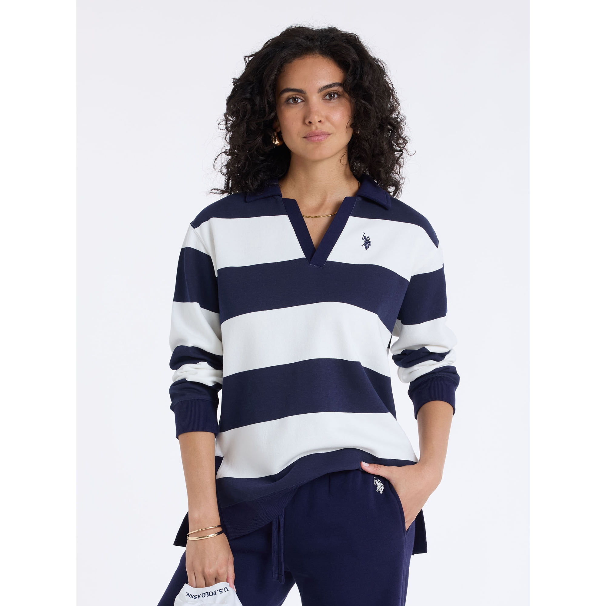 U.S. Polo Assn. Women's Fleece Rugby Henley Popover