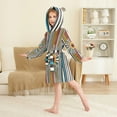 thumbnail image 4 of FORMRS Niños Bathrobe Unisex Hooded Robe Soft Plush Pajamas Sleepwear, Size 2-3T, Geometric Stripes, 4 of 7