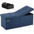 thumbnail image 1 of Banco otomano HAUSFRAU plegable de 80 cm con almacenamiento, color azul marino, 1 of 6