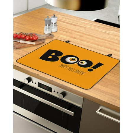 

Happy Halloween Stove Top Covers for Electric Stove Heat Insulation Fireproof Glass Cooktop Cover Counter Top Glass Stove Cover for Prevent Scratches 29 x21 Boo Orange Decor