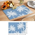 Blue Palm Trees Cotton Linen Placemats Set of 12, Summer Beach Tropical ...