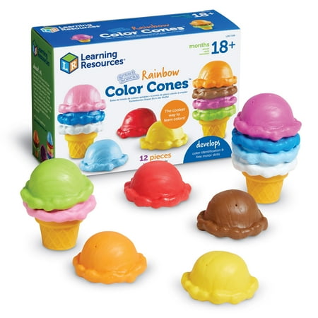 Learning Resources Smart Snacks Rainbow Color Cones Ice Cream Toy Scoop, 18 Months+