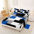 thumbnail image 2 of Castle Fairy Retro Offset Square Block Bed Sheets 4-Piece,Minimalist Mosaic Full Size Sheets,Royal Gray Black,1 Flat Sheet, 1 Fitted Sheet and 2 Pillowcases, 2 of 7