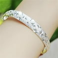 thumbnail image 2 of Ayyufe Silver Plated Flower Carved Bangle Bracelet Adjustable Women Fashion, 2 of 4