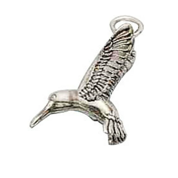 Sterling Silver 16" .8mm Box Chain 3D Small Hummingbird Pendant Necklace