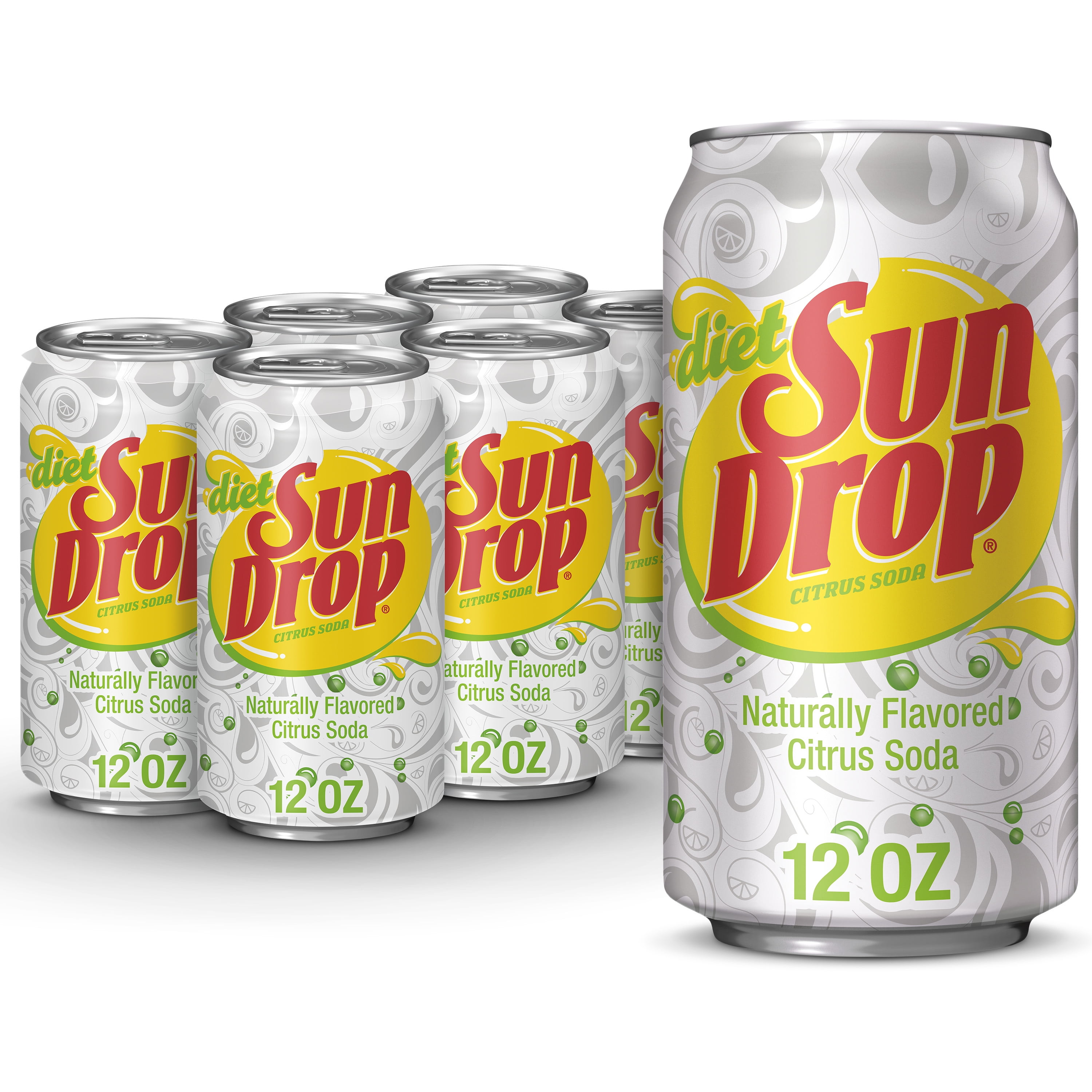Diet Sun Drop Citrus Soda, 12 fl oz cans, 6 pack