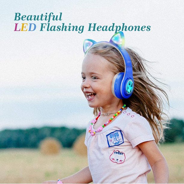 WOICE Wireless Bluetooth Kids Headphones, Flashing Lights, Music