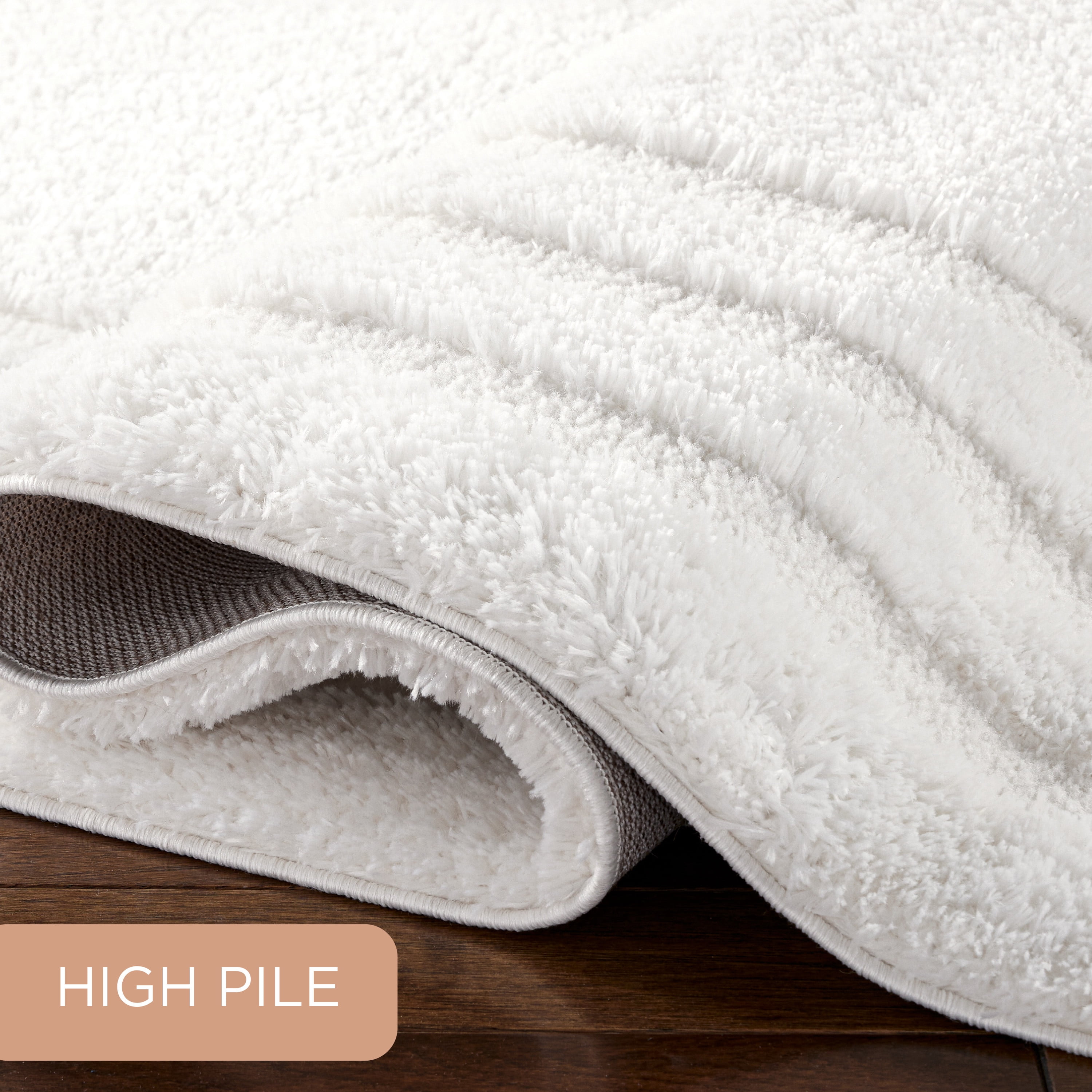 TOWN & COUNTRY EVERYDAY Cloud Shag Plush Border Area Rug with High-Low Pile, Ivory, 6'6"x9'6"