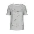thumbnail image 3 of Fiudx Camisetas para Mujer Mujeres Casual Impresión Cuello Redondo Encaje Ahueca Hacia Fuera Manga Corta Jersey Blusa Camiseta Tops, 3 of 5