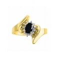 thumbnail image 1 of Rylos Floral Designer Ring with 6X4MM Oval Gemstone & Sparkling Diamonds in Yellow Gold Plated Silver- Birthstone Cabochon Onyx Jewelry Size 6, 1 of 7