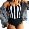 thumbnail image 1 of Gibobby Trajes de Baño para Mujer Una pieza Swimmit Backless Sexy Sling Ladies Retro Striped Women Swimswears(Negro,M), 1 of 5