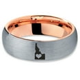 thumbnail image 2 of Tungsten Idaho The Gem State Heart Band Ring 7mm Men Women Comfort Fit 18k Rose Gold Dome Brushed Gray Polished, 2 of 4