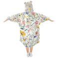 thumbnail image 2 of FORMRS Wearable Blanket Hoodie with Sleeves for Kids Cozy Flannel Sweatshirt, Watercolor Wildflowers, 2 of 7