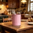 thumbnail image 3 of Ouuluon Pen Holder for Desk Multi-Functiona Pencil Cup, Pink Vintage Industrial Style Desk Organizer with Handle for Office Home Art Supplies, 3 of 6