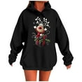 thumbnail image 6 of Feancey Christmas Hooded Sweatshirts for Women Funny Reindeer Graphic Hoodies Drawstring Long Sleeve Fleece Lined Pullover Sweatshirt with Kangaroo Pocket Black M, 6 of 6