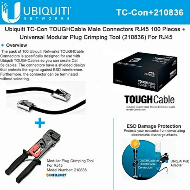 Ubiquiti TOUGHCable TCCon RJ45 Male Connectors 100Piece +CrimpingTool