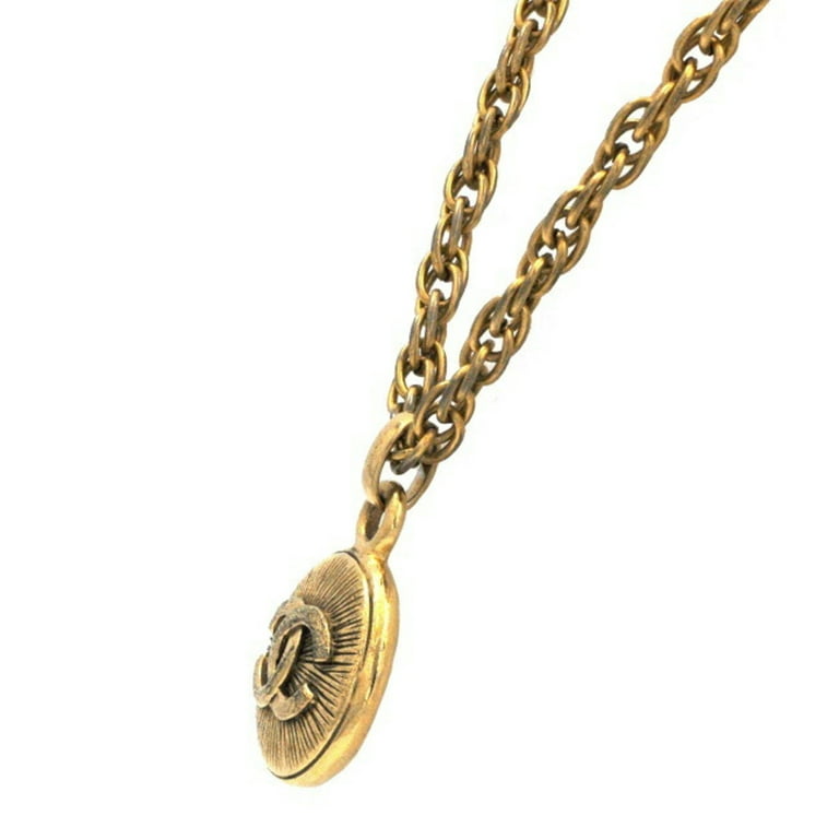 Chanel Coco Mark Round Necklace Gold Plated Ladies