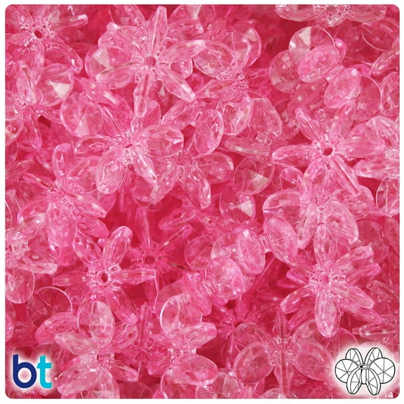 BeadTin Pale Pink Transparent 18mm SunBurst Plastic Beads (135pcs)