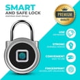 thumbnail image 2 of YaoHui (Silver)P5 Biometric Waterproof USB Rechargeable Fingerprint Padlock for Locker, Handbags, Golf, Cabinets, Biometric, 2 of 6