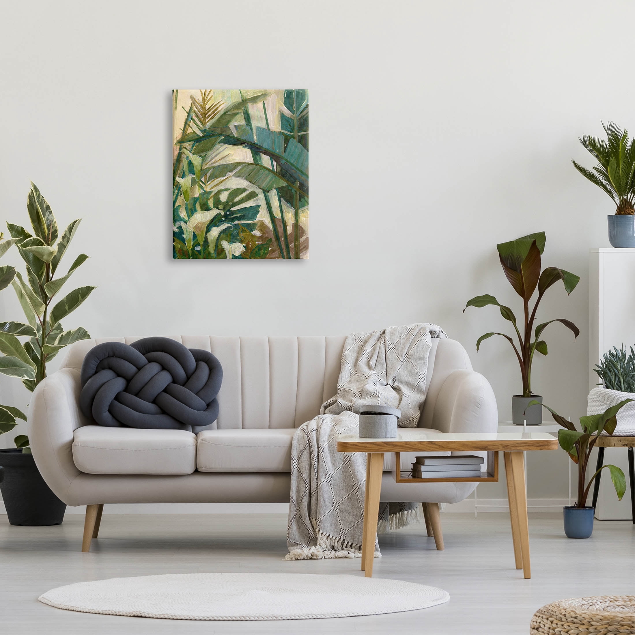 Tropical Jungle Plant Leaves Botanical & Floral Graphic Art Gallery Wrapped Canvas Print Wall Art