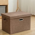 thumbnail image 5 of Large 14.6"x10.6"x10.2" Collapsible Stackable Storage Bins with Lids, Closet Organizer Baskets with Label for Home, Foldable Fabric Linen Storage Boxes Cube, 5 of 6