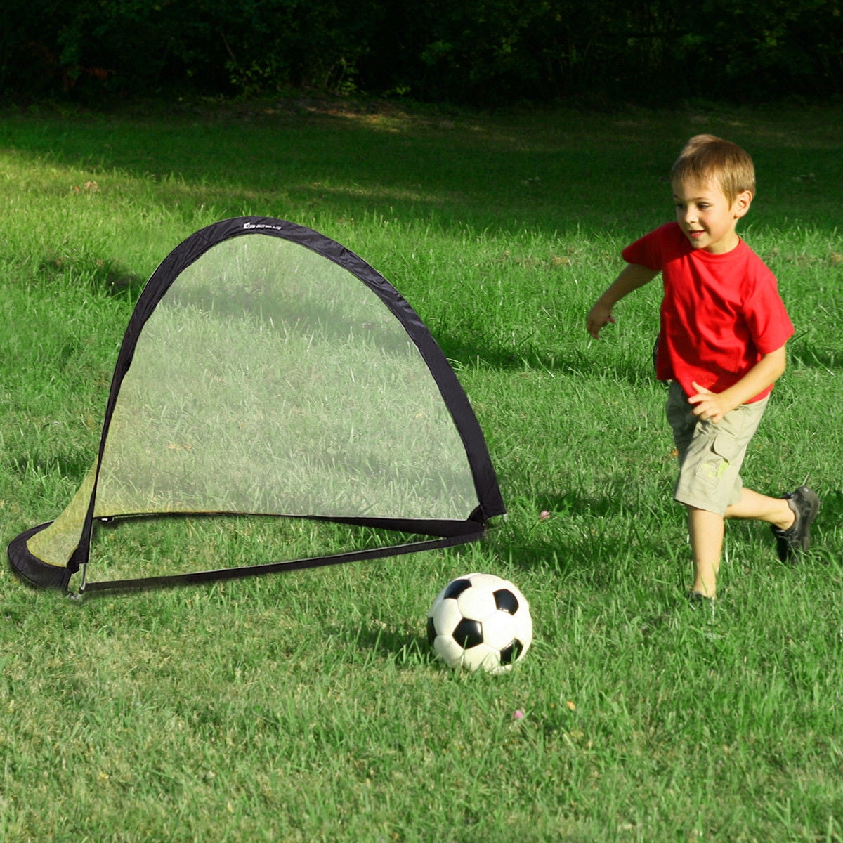 Set of 2 Portable Pop-Up Soccer Goals 6' 4' 2.5' for Backyard w bag and 2 stakes 