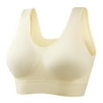 thumbnail image 4 of Yammkia Sports Bra with Padding Womens Y-Back Racerback Longline Sports Bra Padded Scoop Neck Workout Crop Tank Top with Built in Pads (Light Yellow,XXL), 4 of 4