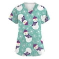 thumbnail image 2 of Garbnen Scrub Tops Women Merry Christmas Womens Scrub Top Short Sleeve V Neck Xmas Elk Print Nurse Uniform with Pockets, 2 of 6