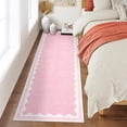 thumbnail image 2 of Nanan 2'x6' Scalloped Edge Area Rug, Machine Washable Low-Profile Woven Carpet, Non-Slip Soft Textured Rug for Living Room Bedroom Nursery Home Decor,Pink, 2 of 8