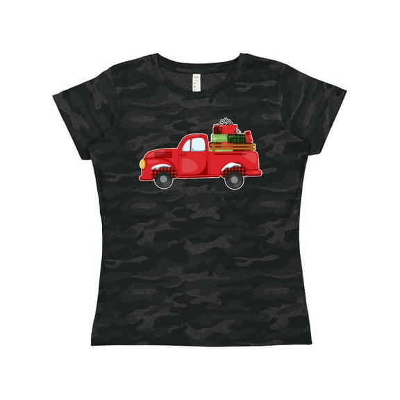 Inktastic Christmas Red Vintage Truck with Presents Women's T-Shirt