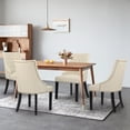 thumbnail image 4 of Beige Fabric Upholstered Dining Chairs with Black Solid Wooden Legs,Nailed Trim, Set of 2, 4 of 9