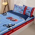 thumbnail image 3 of Castle Fairy Cartoon Emergency Fleet Zipper Full Size Comforter Sets with Fitted Sheet and 2 Pillowcases,Print Art Zipper Bedding Set for Bedroom,Red Blue,4pcs,Navy Blue Reversible, 3 of 6