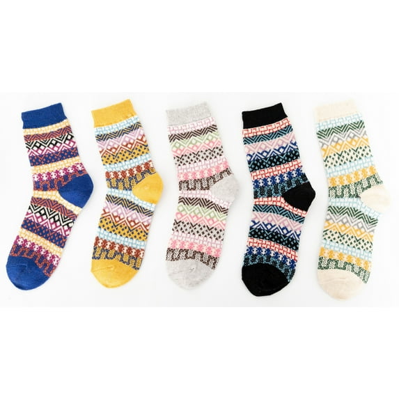 5 Pairs Womens Wool Cashmere Thick Sock Lady Soft Casual Winter Fuzzy Socks
