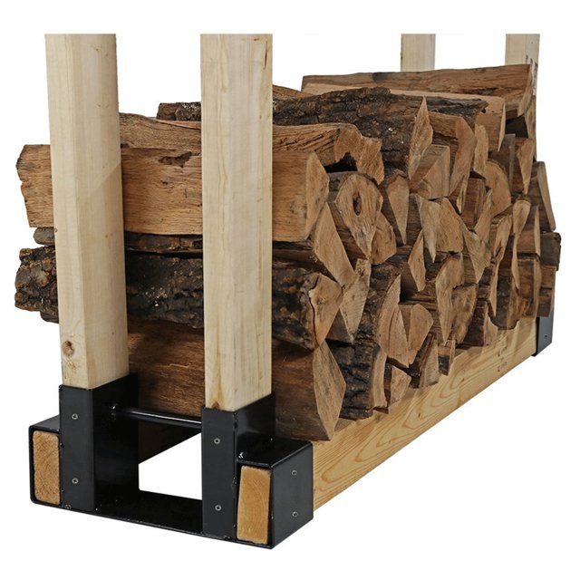 Firewood Log Storage Rack Bracket Kit, 2pcs Log Rack Holder Iron Black For Yard
