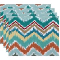 Simply Daisy 18" x 14" ikat-arina Chevron Stripes Print Placemats, Set of 4