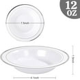 thumbnail image 2 of 120 Pack Tivkeber Disposable Plastic Bowls 12oz - Elegant White & Silver Trim for Salad, Soup, Dessert, BBQ, Weddings, Christmas, 2 of 4