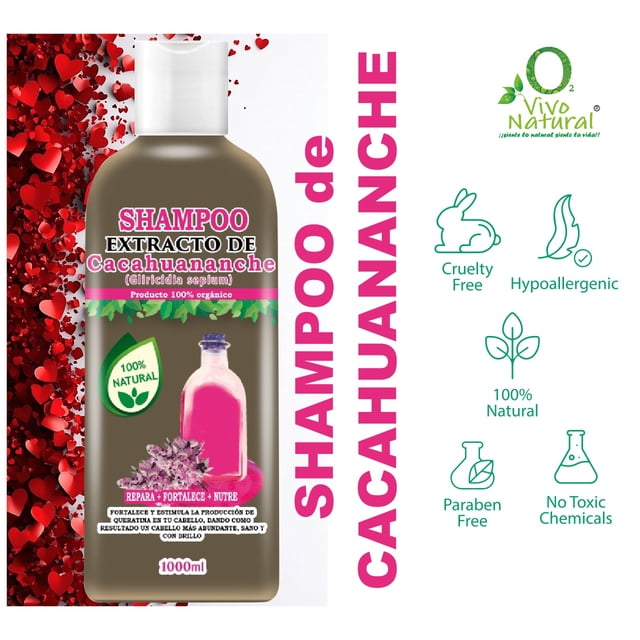 Shampoo VivoNatural con Extracto de Cacahuananche de 1 litro Cabello/Barba
