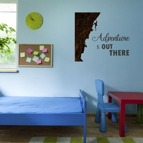 Watercolor Decal Adventure Is Out There Living Room Wall Decal for Family Extreme Sport Silhouette Design Sticker Cute Themed Room Decal - Size: 10 In x 9 In