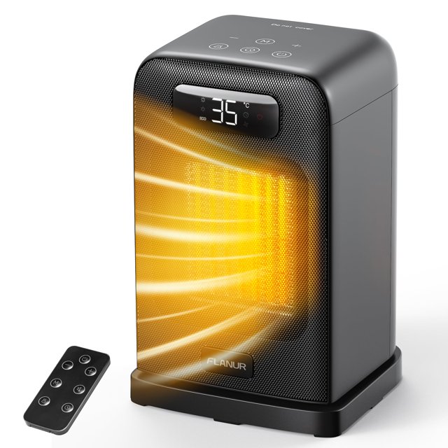 Calefactor FLANUR 1500 W con control remoto, pantalla LED y oscilación